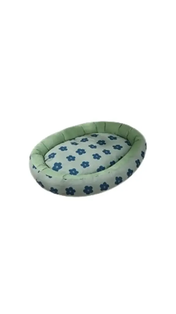 Green Flower Dog Bed S