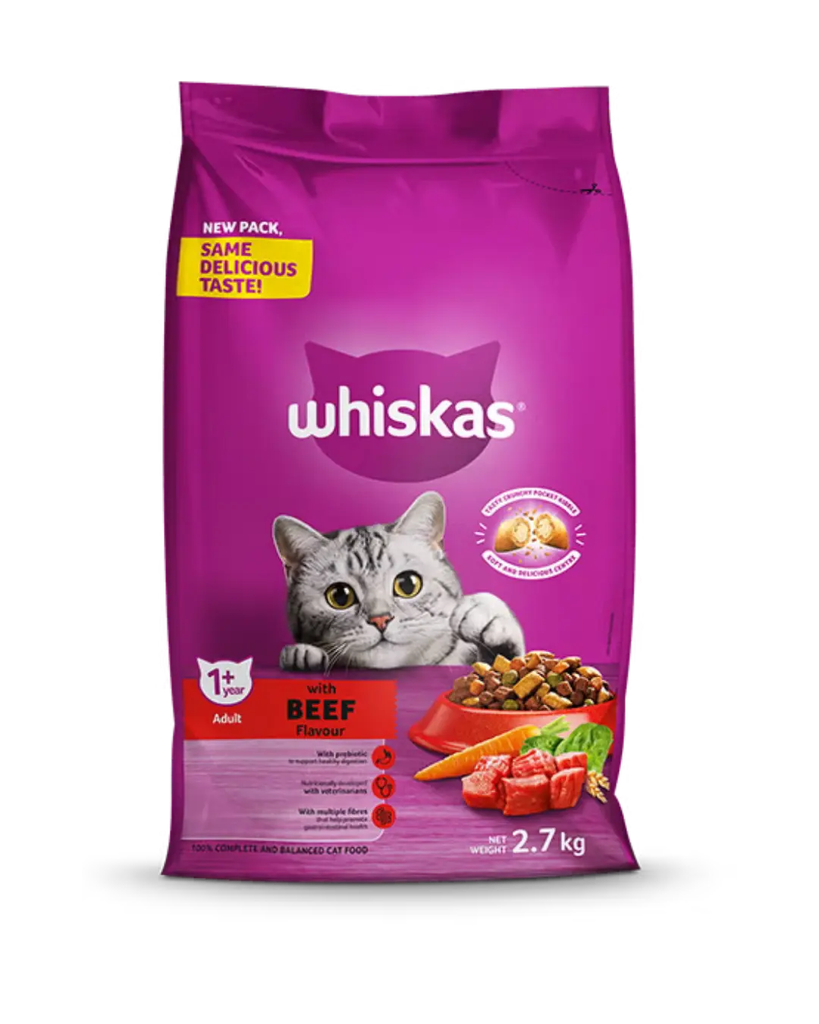 Whiskas Adult Dry Beef 2.7kg