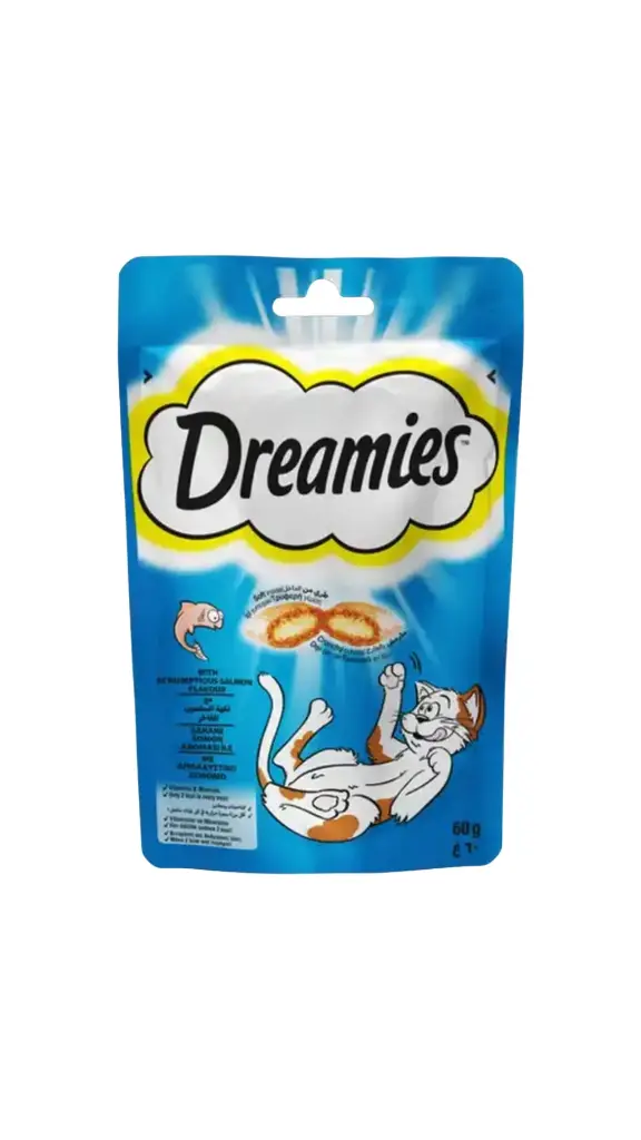 DREAMIES WITH SCRUMPTIOUS SALMON FLAV TREATS 60g