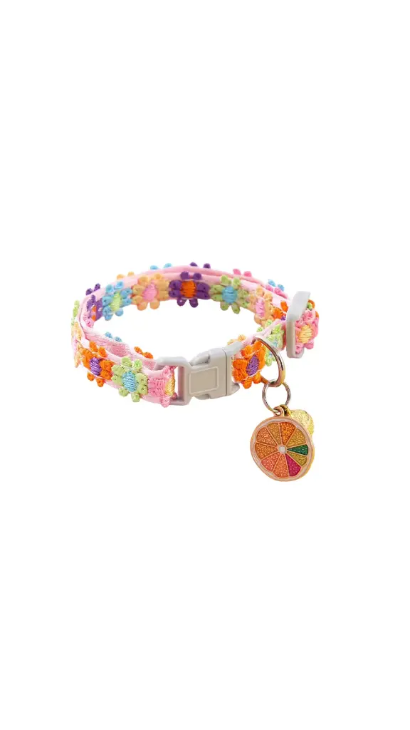 Colorful flower cat collar