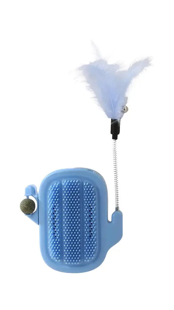 Plastic cat toy with feather