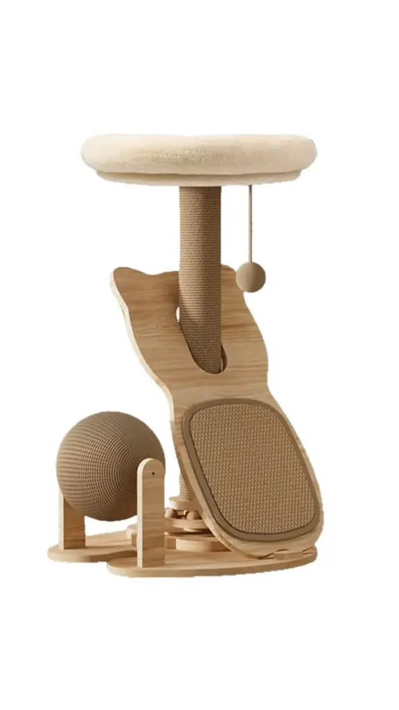 Multi-Layer Solid Wood Panel Sisal Cat Tree