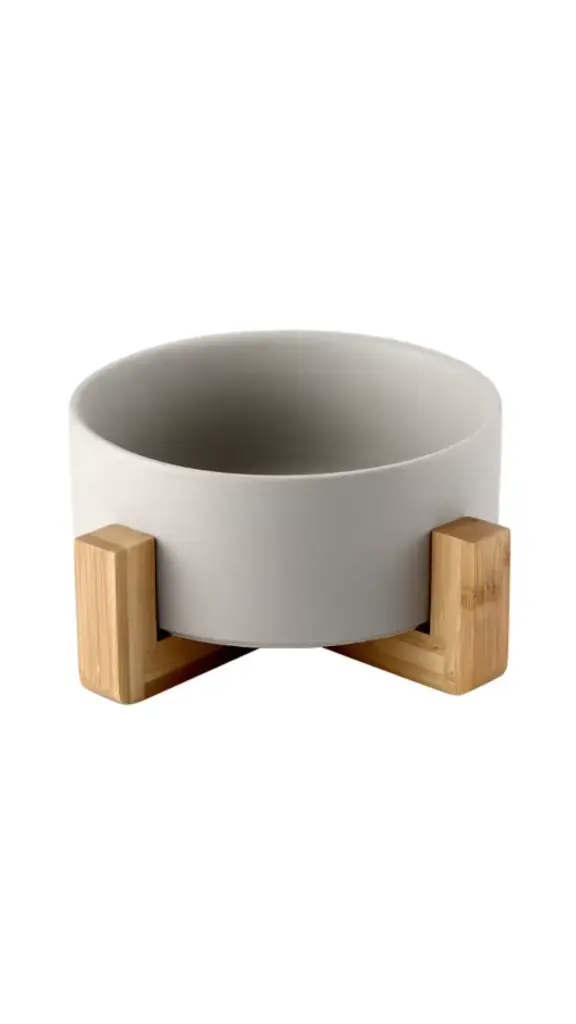 Ceramic Bowl with Wooden Stand
